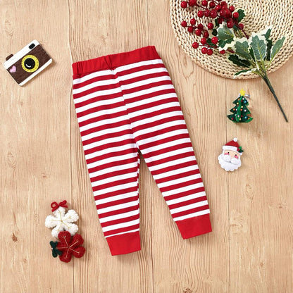 Toddler Baby Girls Christmas Outfit Santa Claus Print Tunic Dress Top Pants Headband 3PC Xmas Clothes Set